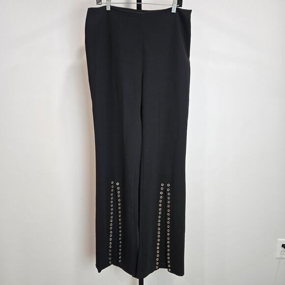 Cinq a Sept Viera Grommet Wide Leg Flare Dress Pants Formal Black 12 Whimsygoth - Picture 2 of 9